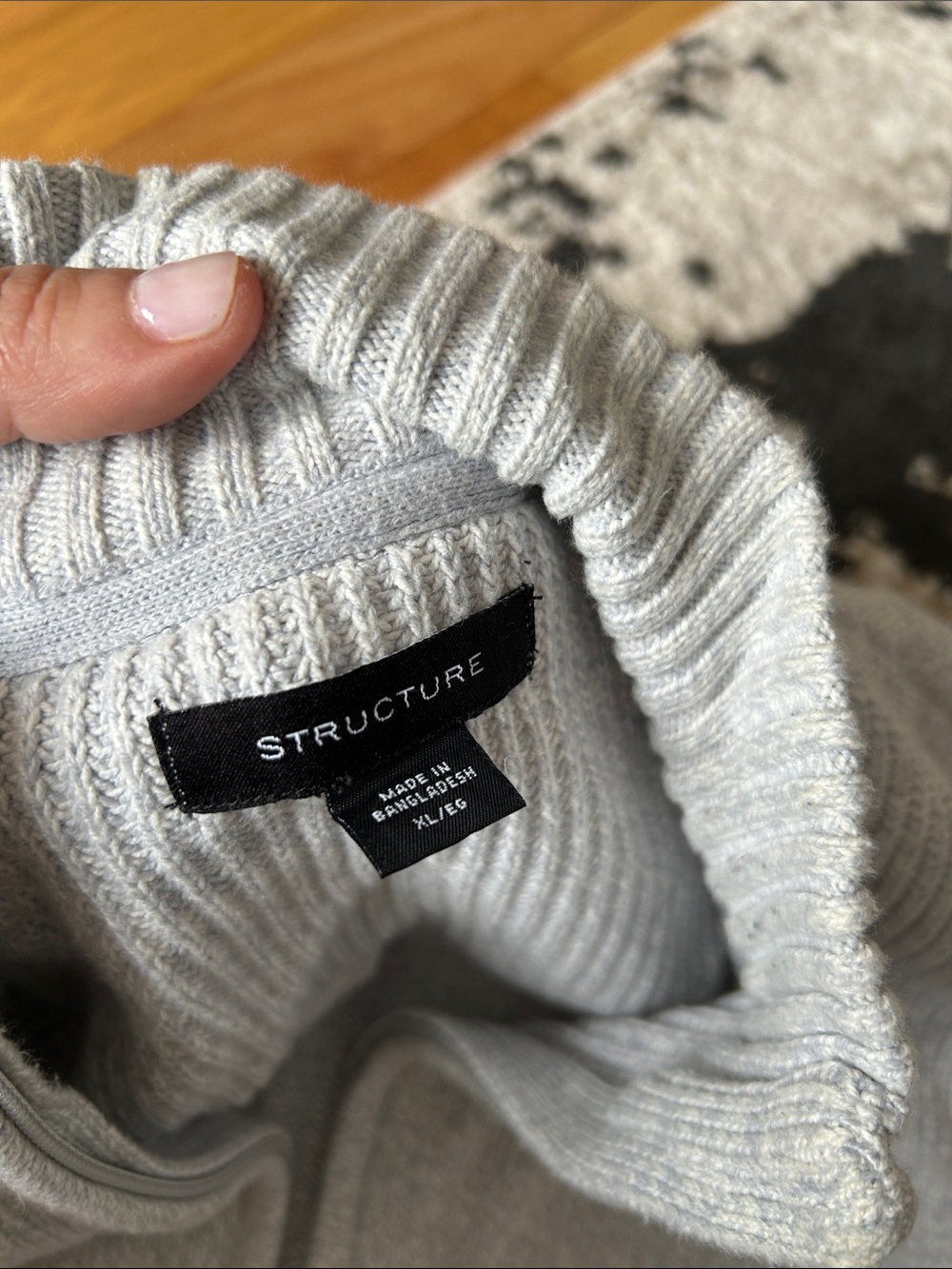 Structure Light Gray Full-Zip Ribbed Knit Sweater - Picture 2 of 2